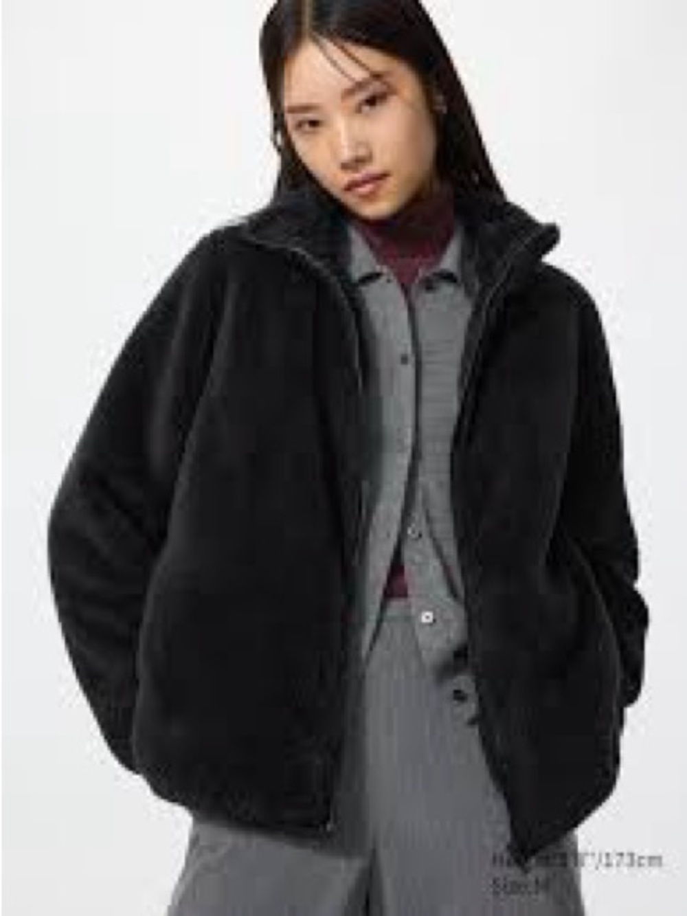 Uniqlo Black Teddy Fleece Zip Jacket - Women